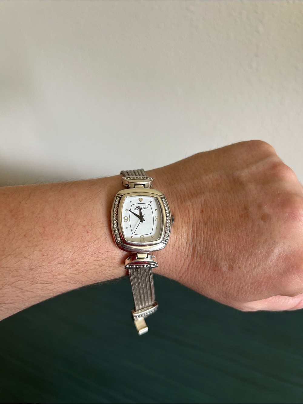 Brighton Auburn Silver Women's Analog Watch with Rhinestone Accents